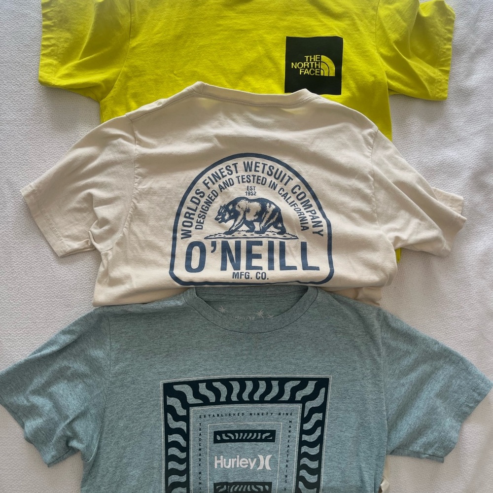 O'Neill Kids Cream/ Hurley Blue/ North Face Neon Yellow Graphic T-Shirt